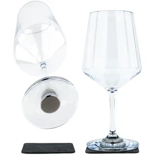 silwy einfach anziehend. silwy® HIGH-TECH Magnet-Kunststoffgläser WEIN CLASSIC inkl. Metall-Nano-Gel-Pads - perfekt für Camping, Caravaning and Boating (Wein // 0,5 l // 2er Set)