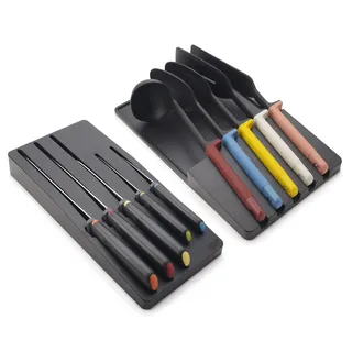 Joseph Joseph Elevate Utensilien & Messer 10-teiliges Set, In Schublade Utensilien Organisation Lagerung, Schwarz/Mehrfarbig