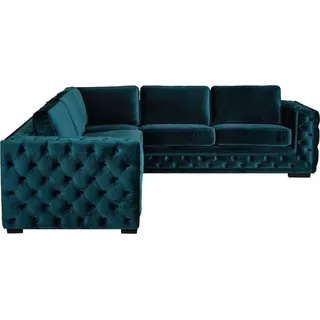 Grüne Ecksofa Wohnlandschaft Couch Eckgarnitur Polster Möbel Design Chesterfield - Grün