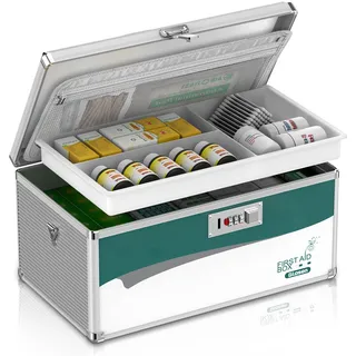 Glosen Medizin Box mit Zahlenschloss, Medikamenten Aufbewahrung Verschließbare Box, Aufbewahrungsbox Medikamentenbox mit Code-Schloss, 40.5×23.5×19 cm