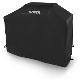 Tower Extra große Grillabdeckung – robuste wasserdichte & Winddichte Outdoor-Gasgrill-Abdeckung, kompatibel mit Weber, Char-Broil & Outback; UV-beständig, Schwarz (H124,8 x B153 x T48cm)