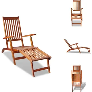 vidaXL Gartenliege mit Fußteil Massivholz Akazie - Sonnenliegen - Braun