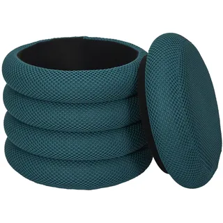 HOME DECO FACTORY Zahnputzbecher Keramik Rillen-Design Schwarz | Pouf aus Polyester und Kunstleder, modernes Design, großes Fassungsvermögen, Wohn-/Schlafzimmer, leicht, 37x37x42cm, blau