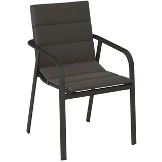 Ambia Garden Gartenstuhl , Anthrazit, Grau , Metall, Textil , Füllung: Schaumstoff , Flachrohr , 58x91x63 cm , Gartenmöbel, Gartensessel, Gartenstühle