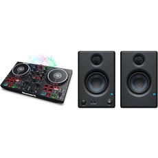 Numark Party Mix II – DJ Controller Pult mit 2 Decks, eingebauten DJ-Lichtern & DJ-Mixer & PreSonus Eris E3.5, 3,5", 2-Wege, Hochauflösend Multimedia Studiomonitore (Paar)