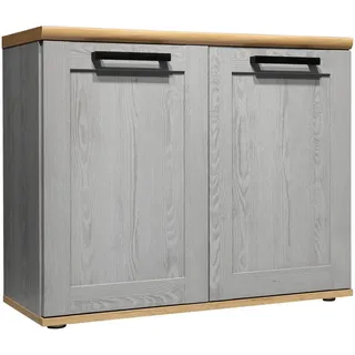 Stella Trading home24 Waschbeckenunterschrank Grau, Eiche Artisan - Bad Unterschrank Badezimmerschrank mit viel Stauraum - 80 x 66 x 31 cm