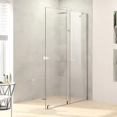 Bild von Xtensa pure Walk-In Gleittür 1teilig, mit festem Segment, Breite:100cm, Anschlag rechts, Stabilisationsbügel, XT0221, Duschkabinen: Profilfarbe silber hochglanz Glas ESG klar