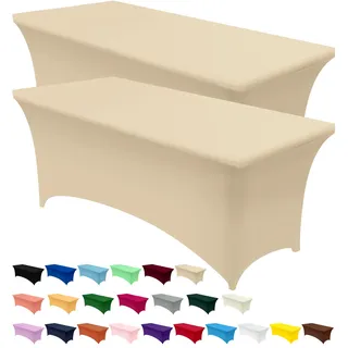 Utopia Kitchen Spandex-Tischdecke, 182 cm, Champagner, enganliegend, waschbar und knitterfrei, dehnbar, rechteckig, Terrassentischabdeckung für Veranstaltung, Hochzeit, Bankett und Partys, 183 x 76 x