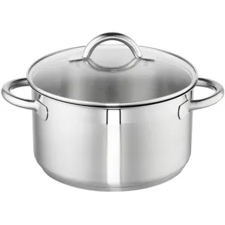 Schulte-Ufer Fleischtopf Loop, 24cm, ca. 5,5 l, mit Glasdeckel, 18/10 Stahl, Silber