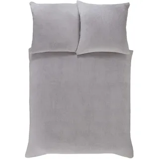 Sleepdown Teddy-Fleece-Bettwäsche-Set, warm, kuschelig, superweich, 135 x 200 cm + 1 Kissenbezug 80 x 80 cm, Grau, 5056242764458, 135 x 200cm + 1 x 80 x 80cm
