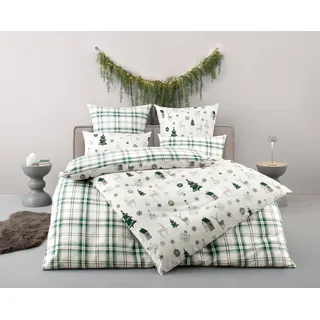 OTTO home Mikkel Weihnachten Baumwolle Grün 135 x 200 cm + 2 x 80 x 80 cm