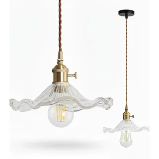 Chrasy Grün Modern Pendelleuchte Glas Hängelampe Lampenschirm E27 Anhänger Deckenleuchten Leuchtmittel Industrielle Deckenleuchte Pendelleuchten für Esstisch Esszimmer Wohnzimmer Cafe (Transparent)