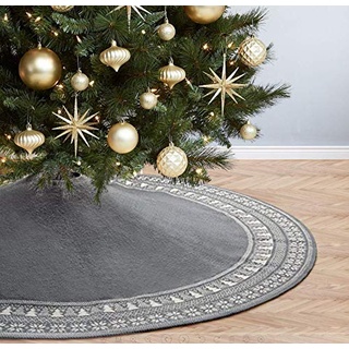 Dremisland Große Weihnachtsbaum Rock, 122cm Gestrickter Weihnachtsbaumdecke Teppich Schneeflocken Weihnachtsbaumständer Runde Christbaumdecke Rock Matte Für Zuhause Feier Weihnachtsbaum Deko