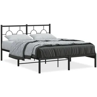 vidaXL Bettgestell mit Kopfteil Metall Schwarz 140x200 cm - Schwarz