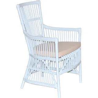 Esszimmersessel, weiß, B:55cm H:96cm T:62cm, Bezug 100% Polyester, HOFMANN LIVING AND MORE, Sessel, Esszimmersessel, Handgeflochten, mit und ohne Sitzkissen lieferbar