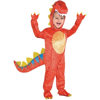 Amscan 844661 Dinosaurier schickes Kleid Kostüm, Cartoon, Orange, 4-6 Jahre