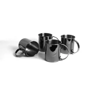 Echtwerk 4-teiliges Kupferbecher-Set, Bruchsichere Edelstahl-Gläser, Cocktail-Set, Cocktailgläser perfekt für Gin, Vodka, Bier und Kaltgetränke, Geschenkset, Black-Edition, 1000 ml