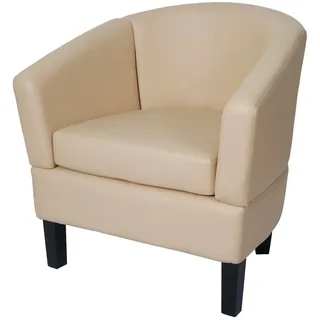 Mendler Lounge-Sessel HWC-O17, Sessel Clubsessel Cocktailsessel, FSC®-zertifiziert Kunstleder ~ creme