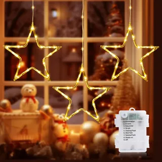 GlobaLink 3er Weihnachtsstern Beleuchtung, LED Weihnachten Fensterdeko Batteriebetrieben mit Timer und 8 Mode für den Innen- und Außenbereich Weihnachten, Party, Deko, Hochzeit, Garten, Balkon