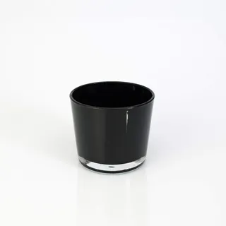 INNA-Glas Kleines Windlicht - Glasvase Alena, schwarz, 8,5cm, Ø 10cm | Tischlicht - Konische Vase
