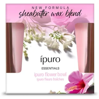 ipuro Essentials Duftkerze FLOWER BOWL 125 g - Duftkerze im Glas blumig mit Jasmin, Veilchen, Mandarine Duft - 23h Brenndauer, langanhaltend - dekorative Raumduft Kerze für Wohnzimmer, Schlafzimmer