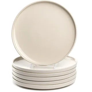 LEONARDO HOME Speiseteller ROMA 6er Set • Ø 27 cm • Mikrowellen- & Spülmaschinengeeignet • stapelbar • Keramik Geschirr für 6 Personen • Steingut-Teller mit glasierter Oberfläche • creme • 027259