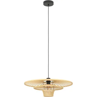 EGLO Lydney 1-flg. Ø57 cm rund schwarz/bambus