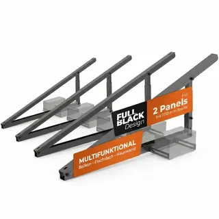 Solarway Balkonkraftwerk Halterung Geländer, Fassade und Flachdach Befestigung für 2 Solarmodule Halterung schwarz Set Neigungswinkel 10-30°| Schwarz