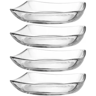 Leonardo Tellerset , Klar , Glas , 4-teilig , rechteckig , 20x4x20 cm , Geschirr, Teller, Teller-Sets