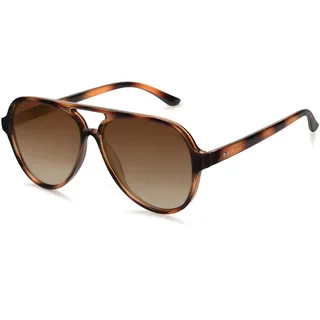 SOJOS Polarisiert Sonnenbrille Damen Herren Retro Oval Brille 70er Vintage Groß Sonnenbrille SJ2201 mit UV400 Schutz, Schildkröte Braun Rahmen/Braun Linse