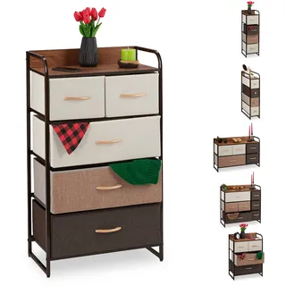Relaxdays Schubladenschrank 100 x 58 x 31,5 cm Braun