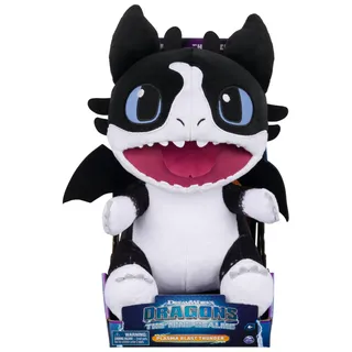 Spin Master Dreamworks Dragons Plasma Blast Plush, 27,9 cm großes Thunder-Plüschtier (deutsch: Donner) mit Plasmastrahl-Funktion, Die 9 Welten, Kinderspielzeug ab 4 Jahren