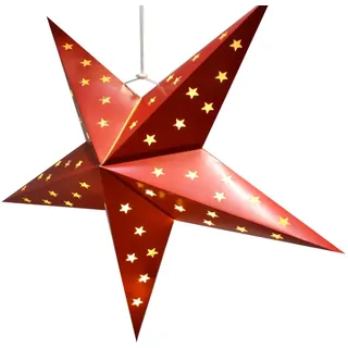 GDWorld Weihnachtsstern Papier 60 cm mit 10 LEDs und Timer ROT