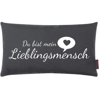 Kissen Lieblingsmensch anthrazit 25x45 cm Made in Germany / Ökotex 100 | Weiches Dekokissen 30x50 cm | Polyester-Baumwolle-Mix | Made in Germany | Geschenk Sofa Bett