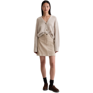 Minirock MARC O'POLO, Damen, Gr. 36, beige (chalky mauve), Obermaterial: 78% Baumwolle, 20% Viskose, 2% Elasthan, gerade kniefrei, Röcke Minirock, aus Samt