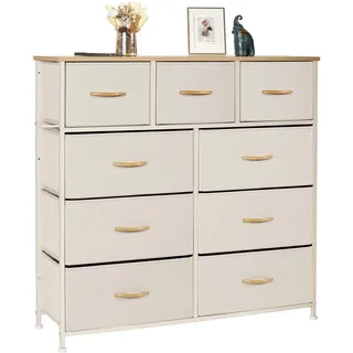 LYNCOHOME Kommode mit Schubladen aus Stoff, Sideboard Wohnzimmer mit 9 Stoffschubladen, kommode Schlafzimmer Flur, komode komodenschrank flurschrank für Küche Büro Flur Schlafzimmer