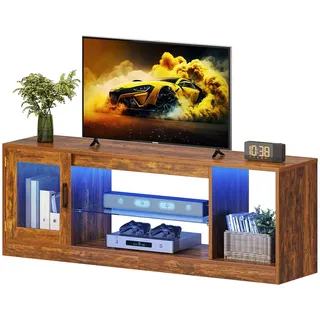 YITAHOME Braun RGB LED TV-Schrank, 148cm Gaming Lowboard bis 65 Zoll