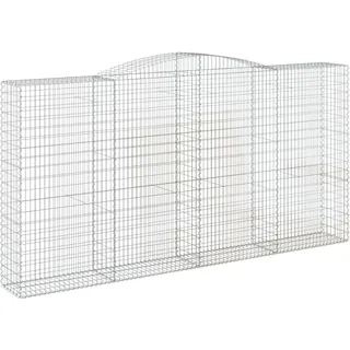 vidaXL Gabione mit Hochbogen 400x50x200/220 cm Verzinktes Eisen - Silber