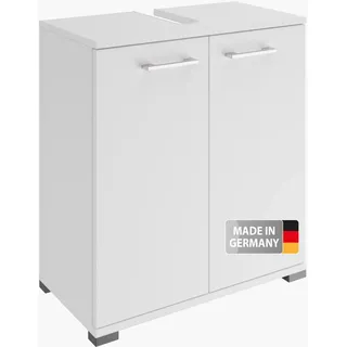 FACKELMANN Easy Waschbeckenunterschrank 60 cm – Hochwertiger Badschrank in zeitlosem, weißem Design, stilvoll und platzsparend – Made in Germany, Weiß