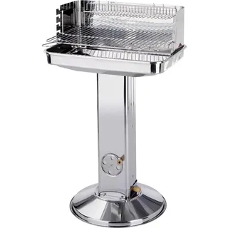 Holzkohlegrill - Säulengrill - Trichter-Design - Edelstahl-Ablage - Verchromte Oberfläche - Tragbar - Garten & Camping - Weiß