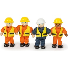 Bigjigs Hölzernes Puppenhaus Puppen Bauarbeiter