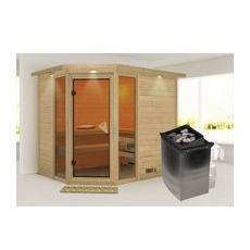 KARIBU Sauna »Kohila 3«, inkl. 9 kW Saunaofen mit integrierter Steuerung, für 4 Personen - beige