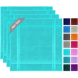 Lashuma Küchenhandtuch Frottee Set, London 4er Geschirrhandtücher Set 50x50 cm Türkis