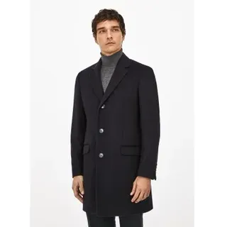 Hackett London für Herren. HM402620 Marineblauer Wollmantel (44/32), Lässig, Wolle, Langarm