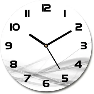 Wanduhr aus Glas 30fi Glasbild Glasuhr Gehärtetes Glas - schwarze-zeiger - Waves abstraction - Weiß