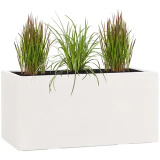 Pflanzwerk® Pflanzkübel TUB Sand Beige 40x80x40cm XXL – Rechteckig – Großer Fiberglas Blumenkübel für außen und innen - Frostbeständig - UV-Schutz – Markenqualität