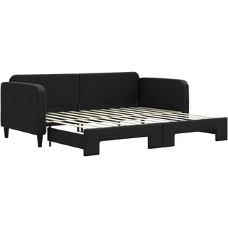 vidaXL Tagesbett Ausziehbar Schwarz 90x200 cm Stoff - Schwarz