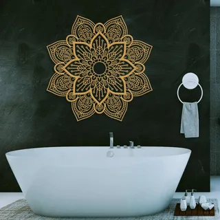 ruelen Mandala Wall Art Metall Blume Wanddekor 3D Floral Art 30'' Gold Kunst Wanddekoration Modernes Bauernhaus Wanddekor für Wohnzimmer, Bad, Schlafzimmer, Küche, Büro (Gold)