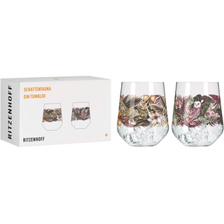 RITZENHOFF 3701002 Gin-Glas 700 ml - Serie Schattenfauna Set Nr. 2, 2 Stück, Leopard & Eule - Made in Germany