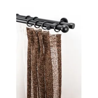 GARESA Gardinenstange "Gabi" 2 läufig-läufig Fixmaß Fixlänge 120, 160, 200 cm, mit Ringe und Haken, schwarz